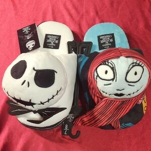 Disney Nightmare Before Christmas Jack And Sally Kids Slippers NWT